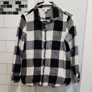 Old Navy Black and White Buffalo Check Button-Up Jacket